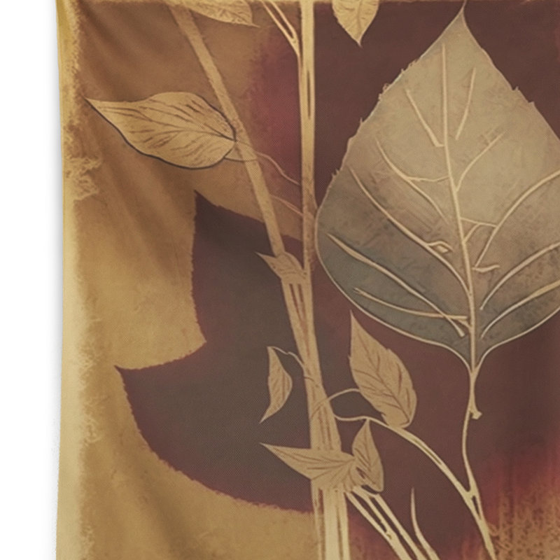 Polyester, terre cuite, tapisserie, feuilles et chocolat, H 32 po x l 39 po
