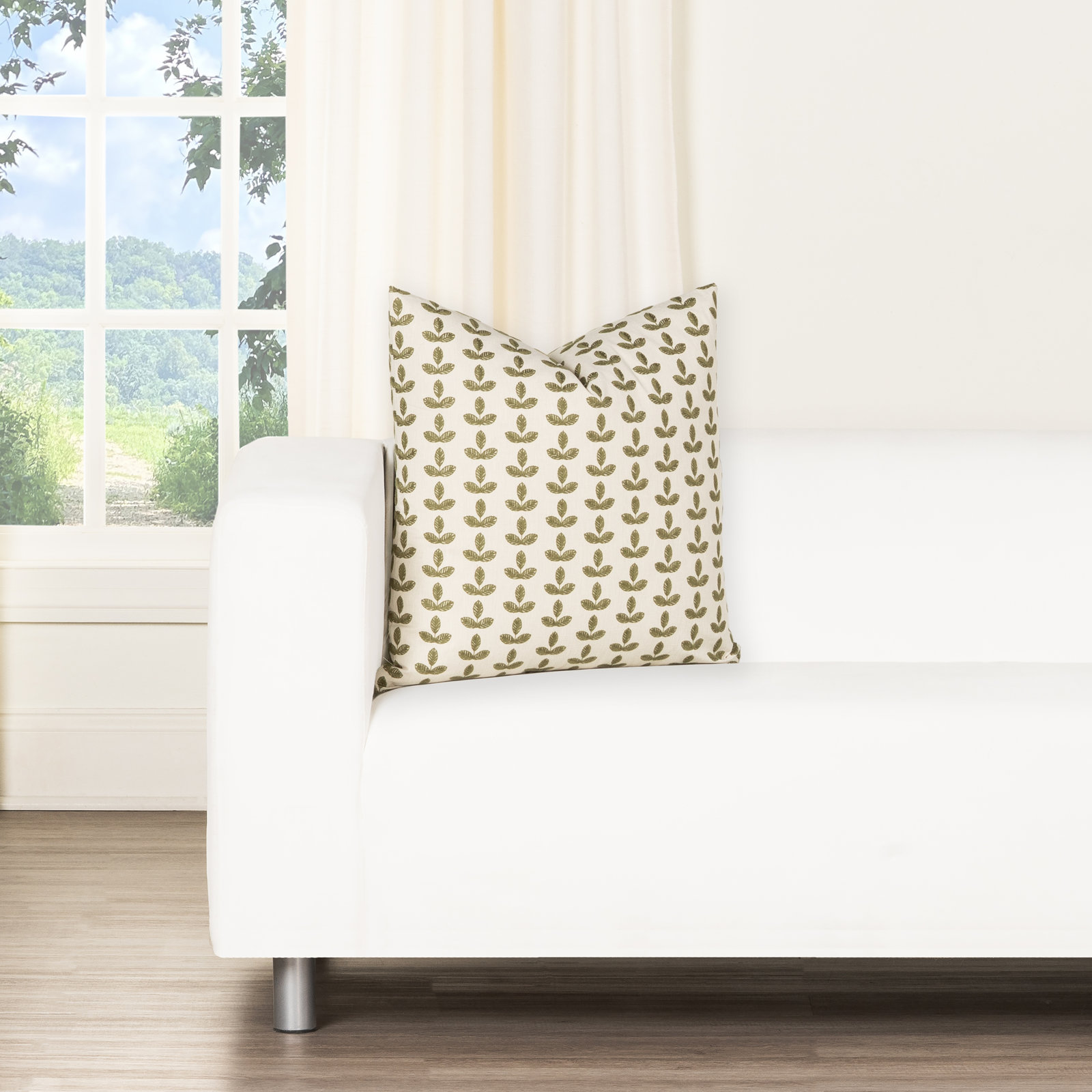 Birch Lane Trillium Throw Pillow Throw, Polyester, Green Floral, Square 17"