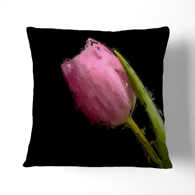 Floral Square Throw Cushion, 40cm H x 40cm W x 15cm D, Black
