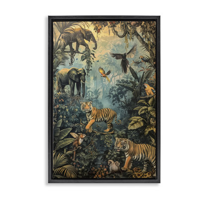 Vintage Rainforest Jungle Framed Floater Canvas by Franklyn Gregory