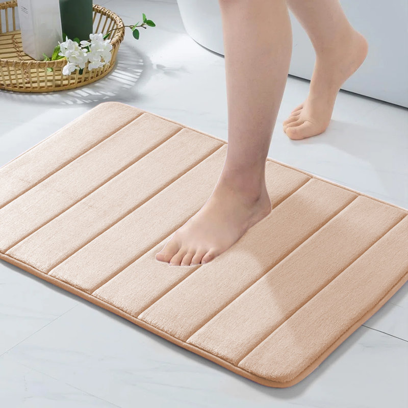Mylhana Memory Foam Bath Mat - Non Slip Super Absorbent & Quick Dry Anti-Bacterial, 40cm W x 60cm L, Cream
