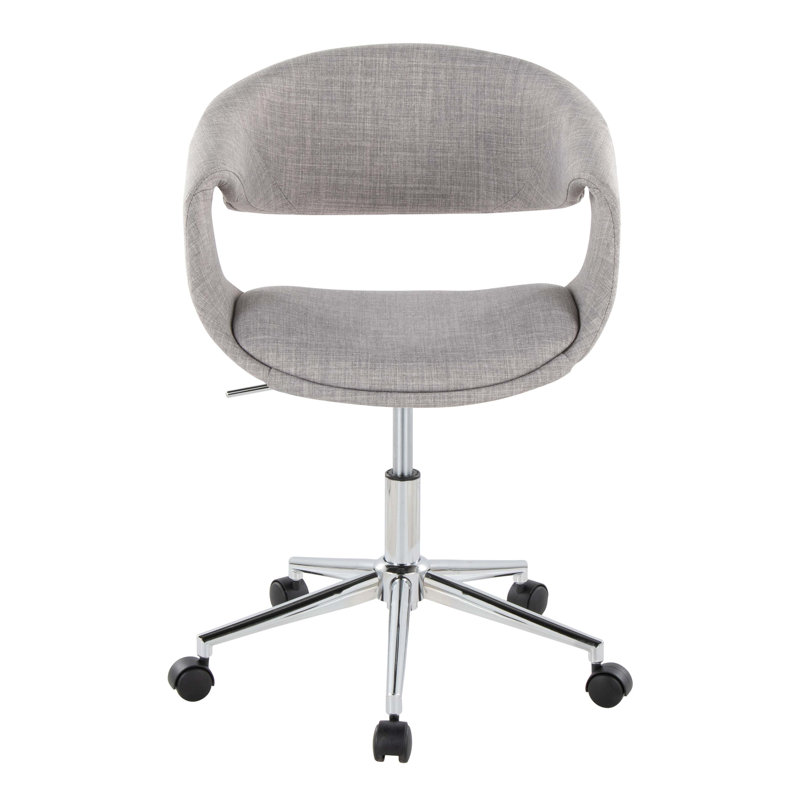 Chaise de travail en métal et tissu gris, Argent