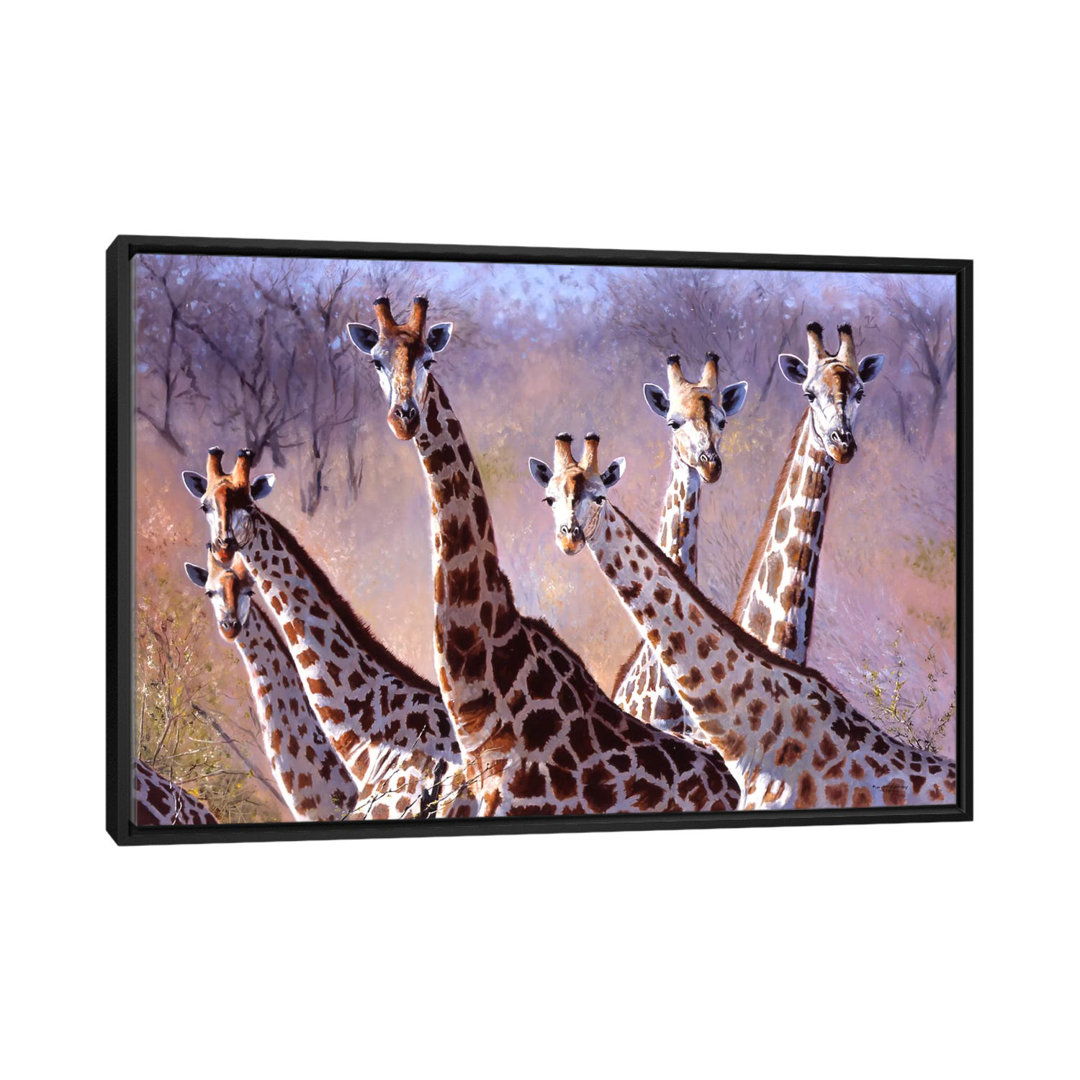 Pip McGarry 'Pip McGarry Giraffes' - Unframed Graphic Art Print on Canvas iCanvas Mat 