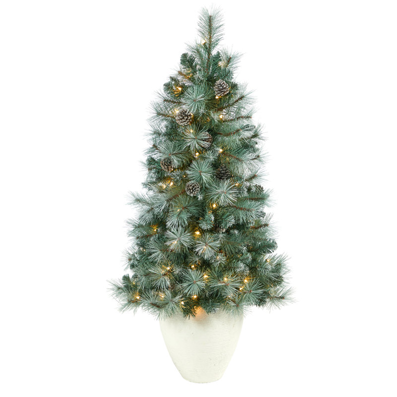 Arbre de Noël artificiel pin vert 4,17 'avec 100 lumières claires British Columbia Tip Mountain