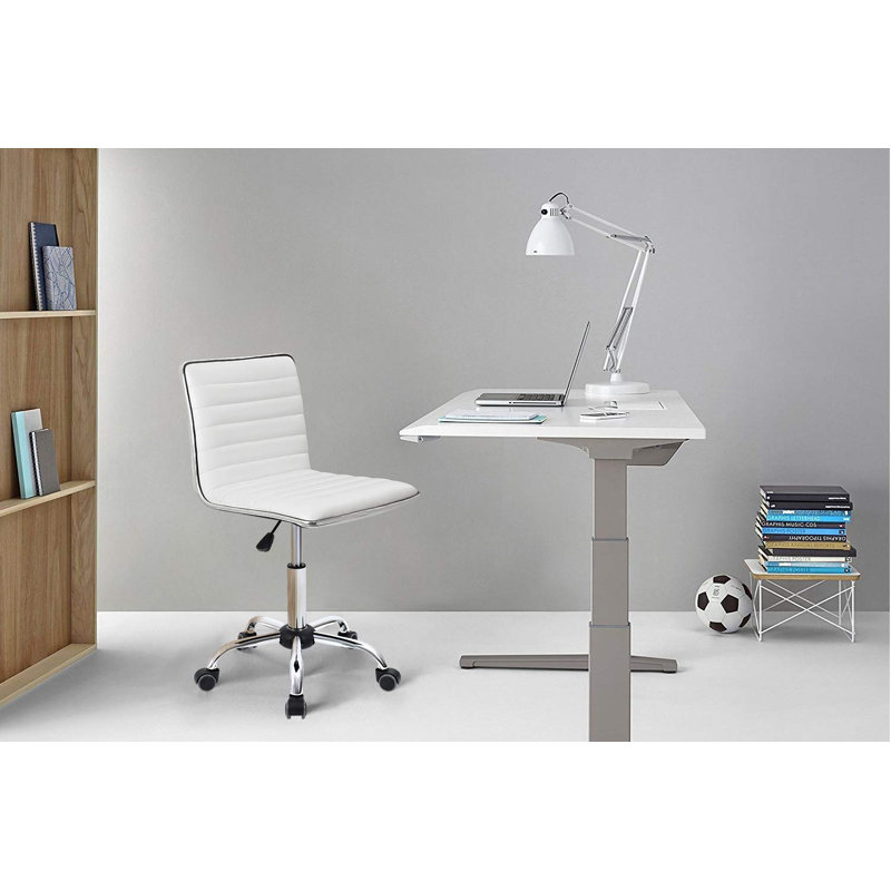 Kaycee Faux Leather Mid Back Swivel Computer Task Desk Chair, White