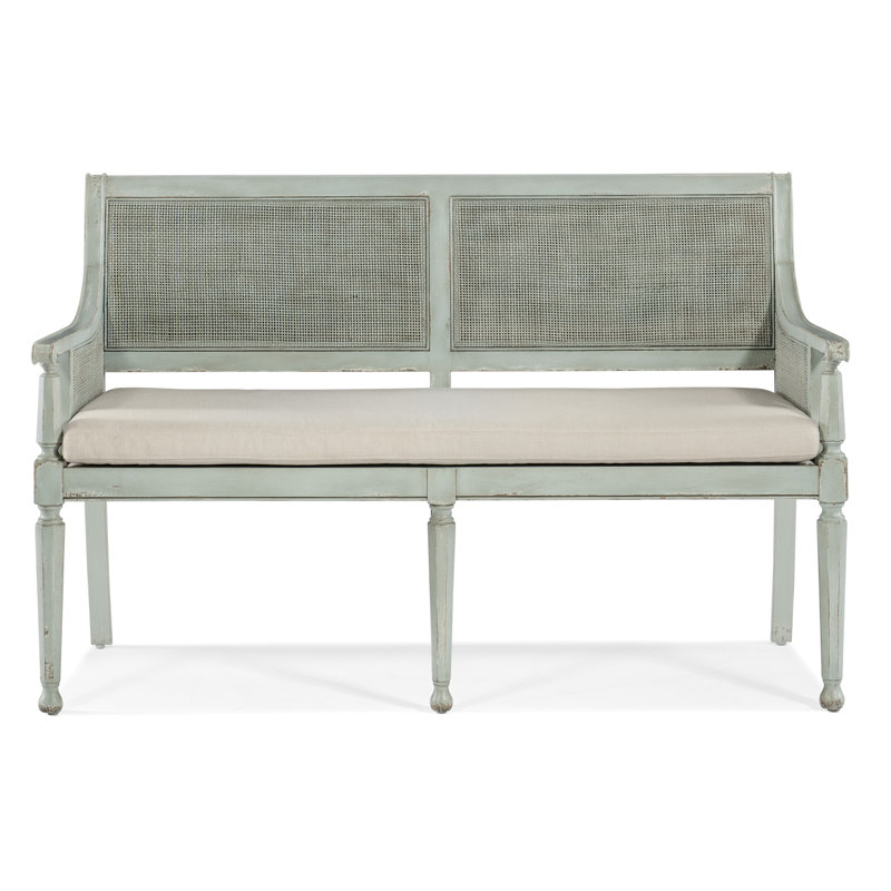 Charleston Oyster and Blue Wood Cane Bench