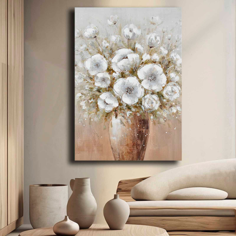 White Floral Vase Canvas Wall Art