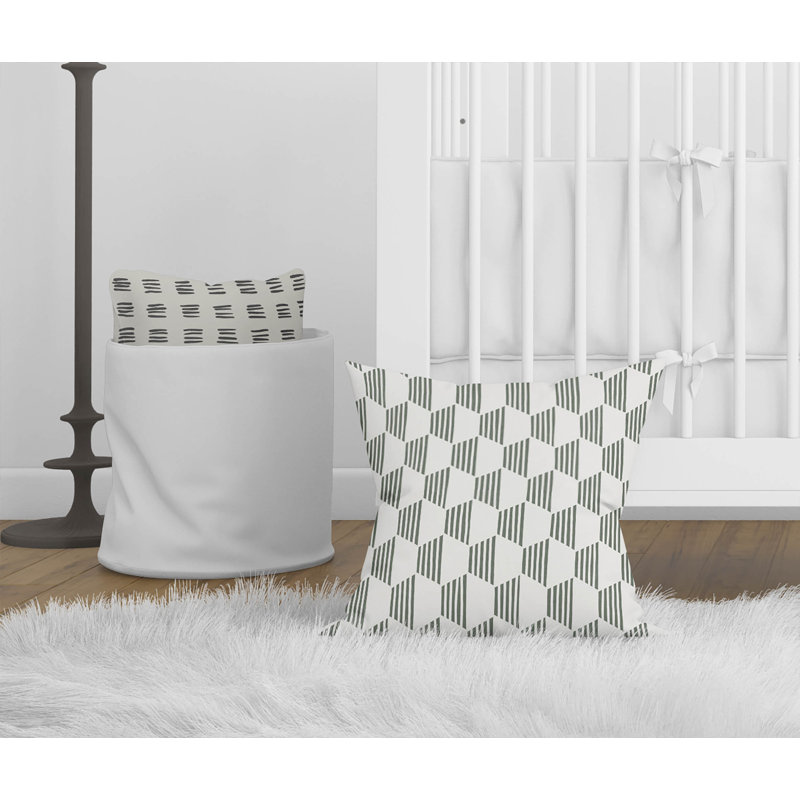 Hexaline Throw Pillow, Chimichurri/Green Geometric, 26"H x 26"W