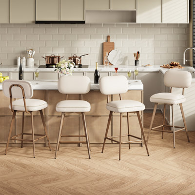 Swivel Upholstered Counter Stool with Metal Frame