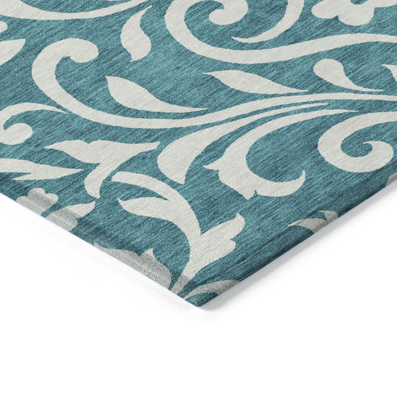 Malek Washable Floral Indoor / Outdoor Rug, Rectangle 10' x 14'