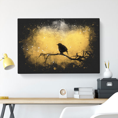 Bird At Sunset - Wrapped Canvas