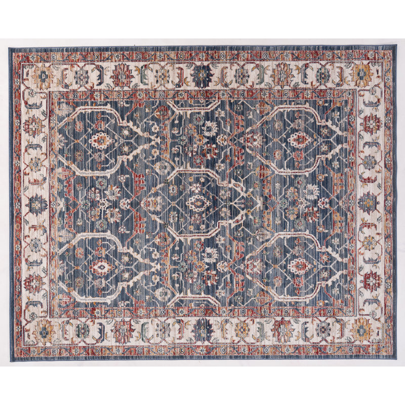 Oriental Machine-Made Blue / Ivory, Rectangle 5'3" x 8'