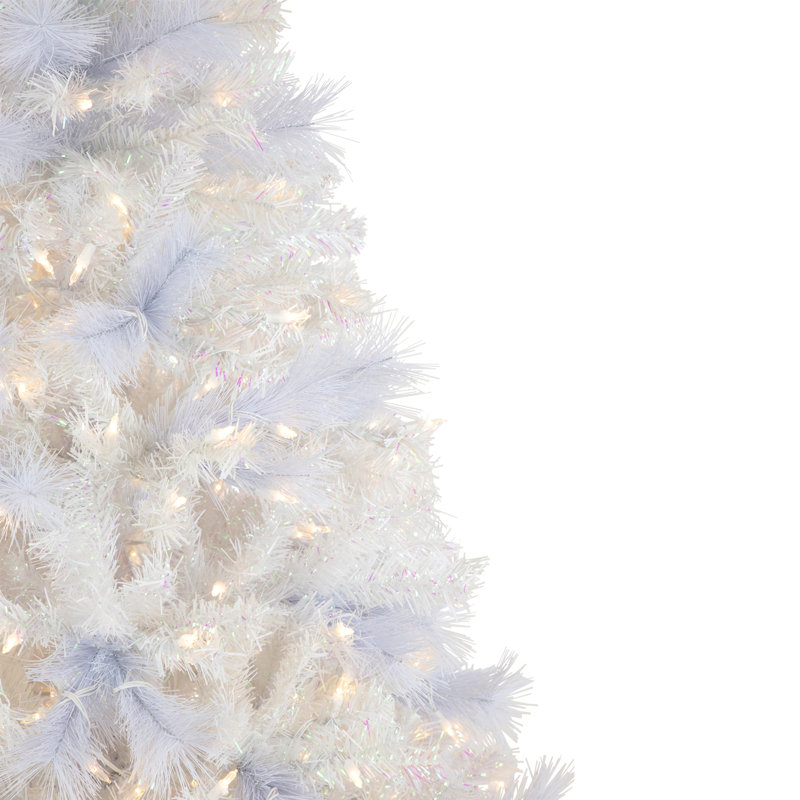 6.5' Pre-Lit Seneca White Spruce Artificial Christmas Tree Dual Function LED Lights, 6.5' H