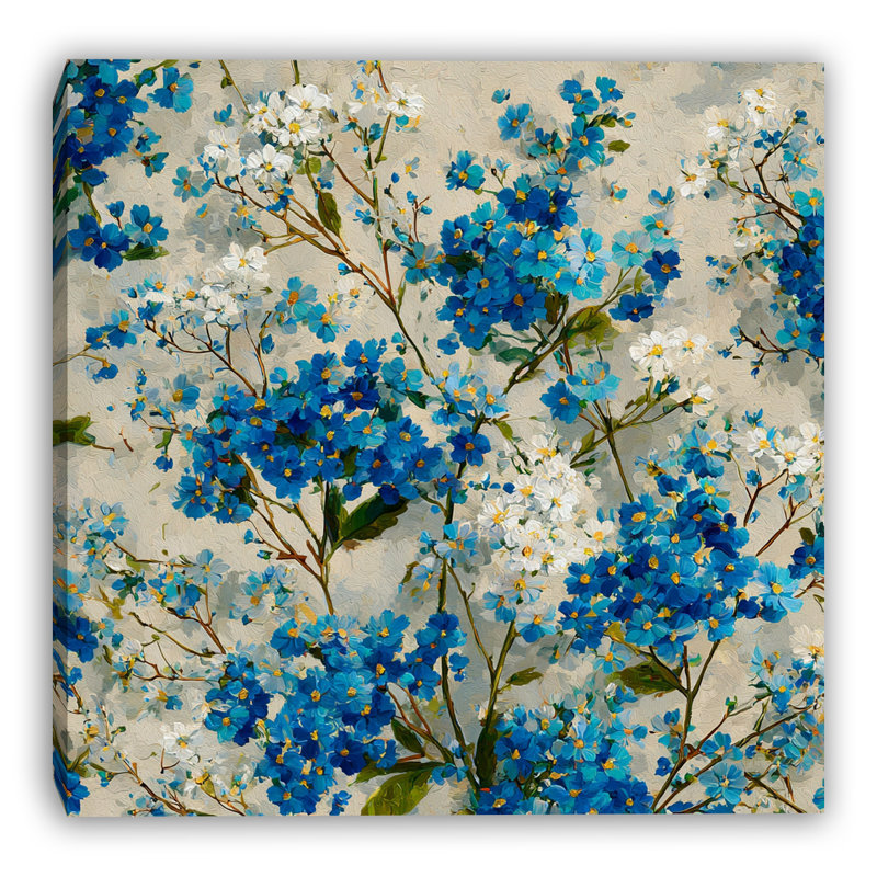 «Blue Blossom Breeze», art mural sur toile tendue, 20"W x 20"H x 1.5"D