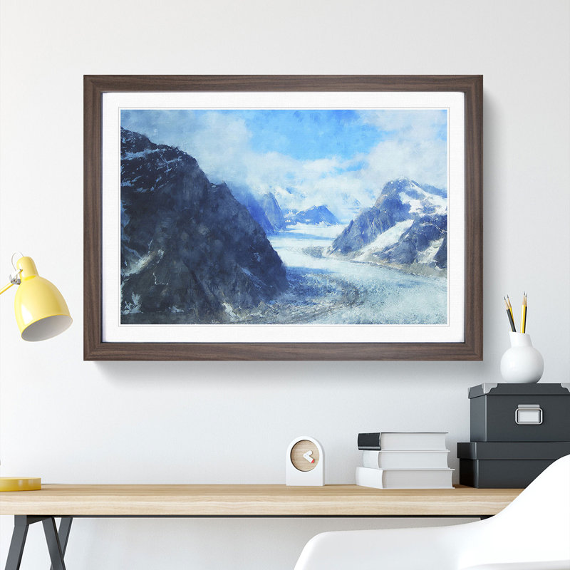 Mountain View Vol.3 - Picture Frame Painting, Walnut Framed, 36cm H x 48cm W x 2cm D