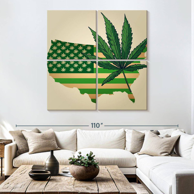 Marijuana Leaf USA Map