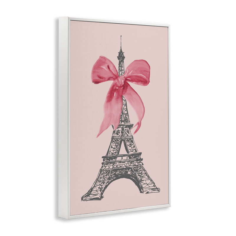 Arc rose sur la tour Eiffel, estampe numérique encadrée par Lanie Loreth, Estampe numérique encadrée blanc bord de mer