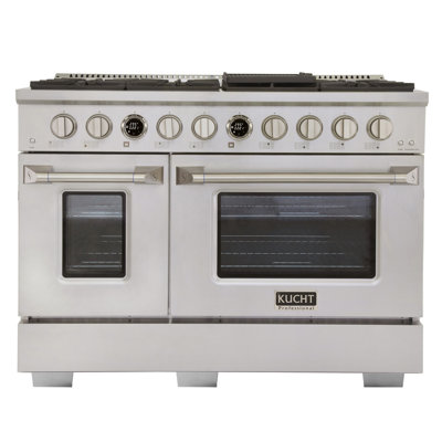 KUCHT 48 in. 6.7 cu. ft. 8 Burners Dual Fuel Range for Propane Gas in Stainless Steel with Kucht Horus Thermostat