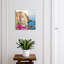 Key cabinet for home, Opens to the right, 30x30x5, White, Colorful houses on a rock by the sea, 