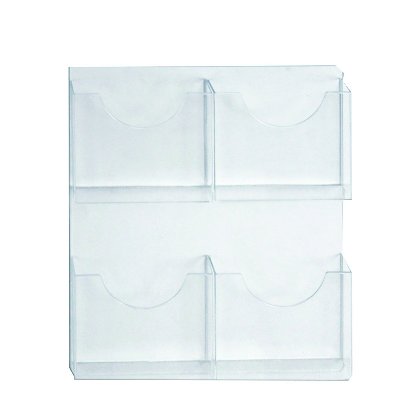 Four-Pocket Wall Mount Letter Brochure Holder, 2-Pack