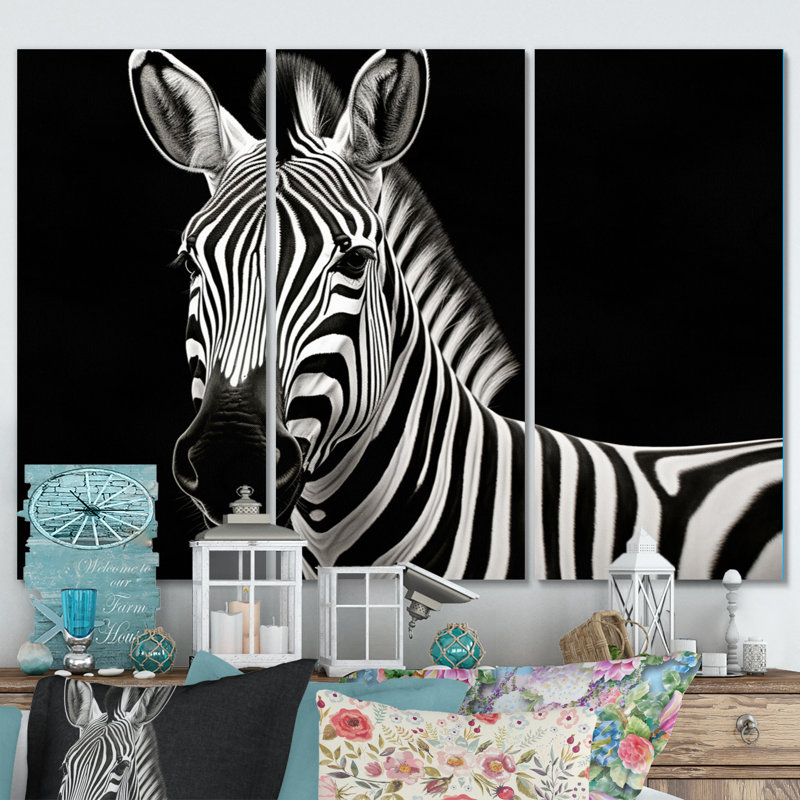 «Striking Zebra Patterns I» sur toile, 3 pièces, H 28 po x l 36 po x P 1 po