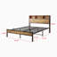 Lit double en métal avec options de rangement et de charge, tête de lit incluse, noir, sans sommier, installation noire silencieuse, métal, robuste, procédure-310440057