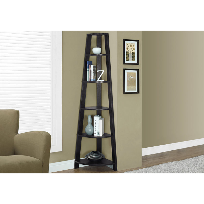 Practical and Stylish Corner Bookcase with Five Tiers, Suitable for Office, Bedroom and Various Living Spaces, Featuring a Contemporary Design