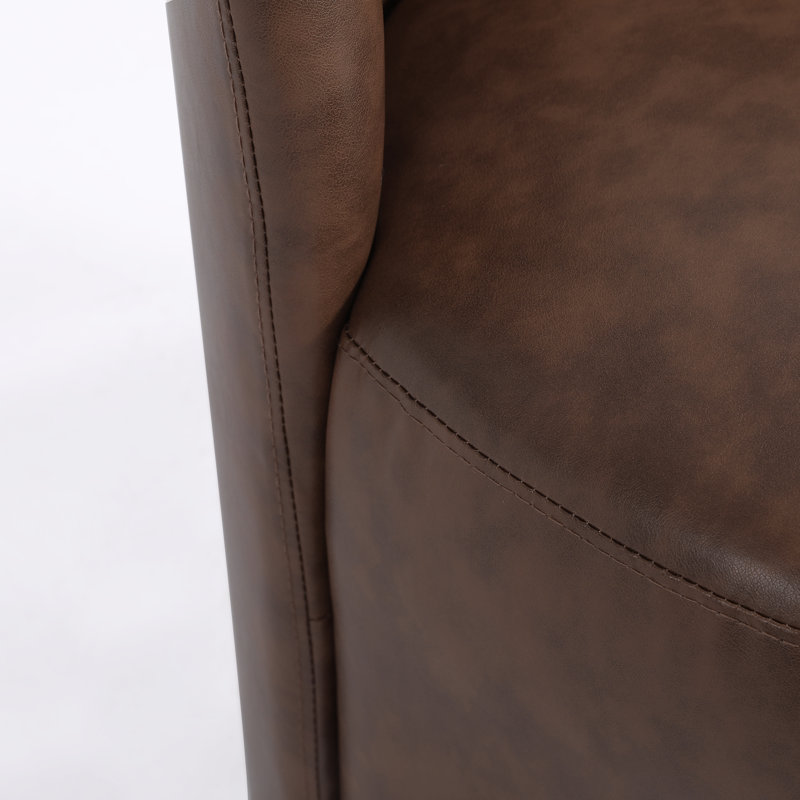 Chaise d'appoint rembourrée en similicuir brun moderne, Brun