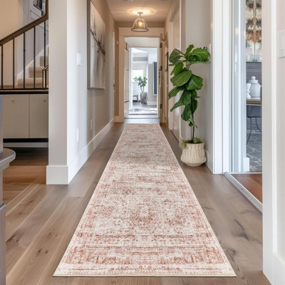 Tapis lavable rétro antidérapant (rose)