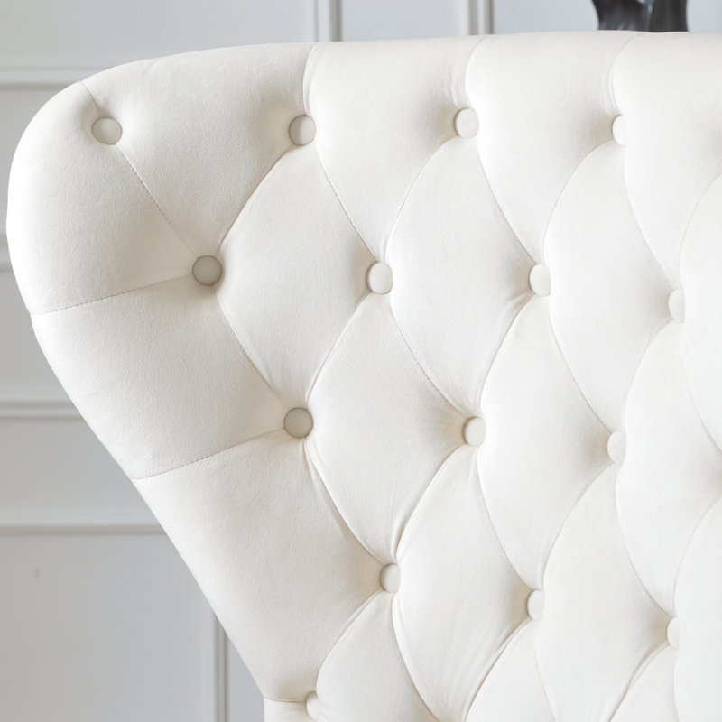 Chaise de salle à manger rembourrée Remerton, 100 % polyester crème