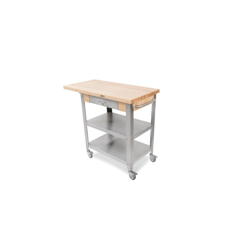 Cucina Elegante Kitchen Cart with Wood Top, 1 Included