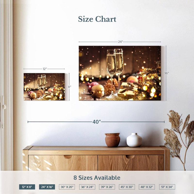 Champagne Yarlin pour Noël, H 16 po x l 24 po