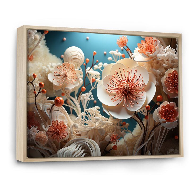Floral Symphony - Décoration murale plage et océan, H 16 po x l 32 po x P 1 po, Cadre naturel flottant