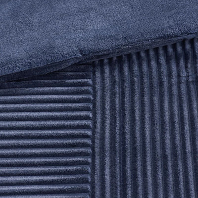 Édredon en duvet synthétique très grand bleu marine, rembourrage, face nervurée, envers uni, lavable à la machine, 1 et 2 taies décoratives avec face, preuve, inclus