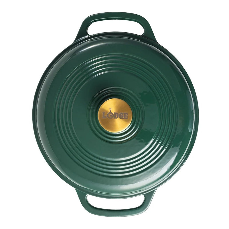 6 Quart Enameled Cast Iron Dutch Oven, Emerald with Gold Knob