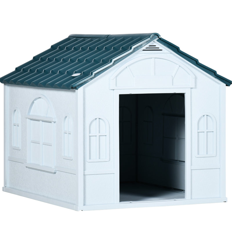Blue Puppy Shelter - Ventilé, pour chiens de taille moyenne et petite, chien d'eau en plastique bleu chalet, races, marque