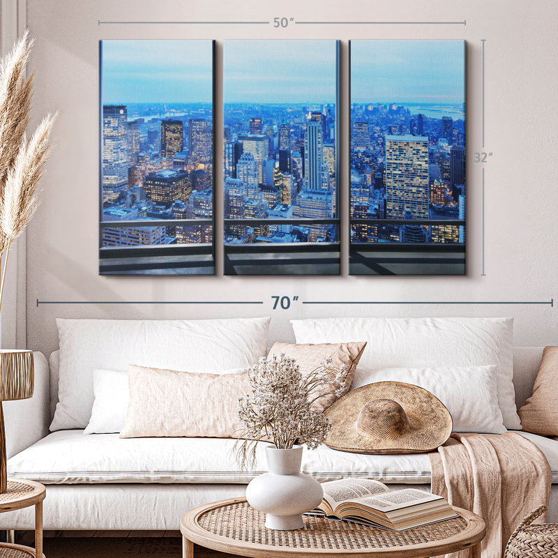«NY Office Window View», 3 pièces, H 32 po x l 50 po
