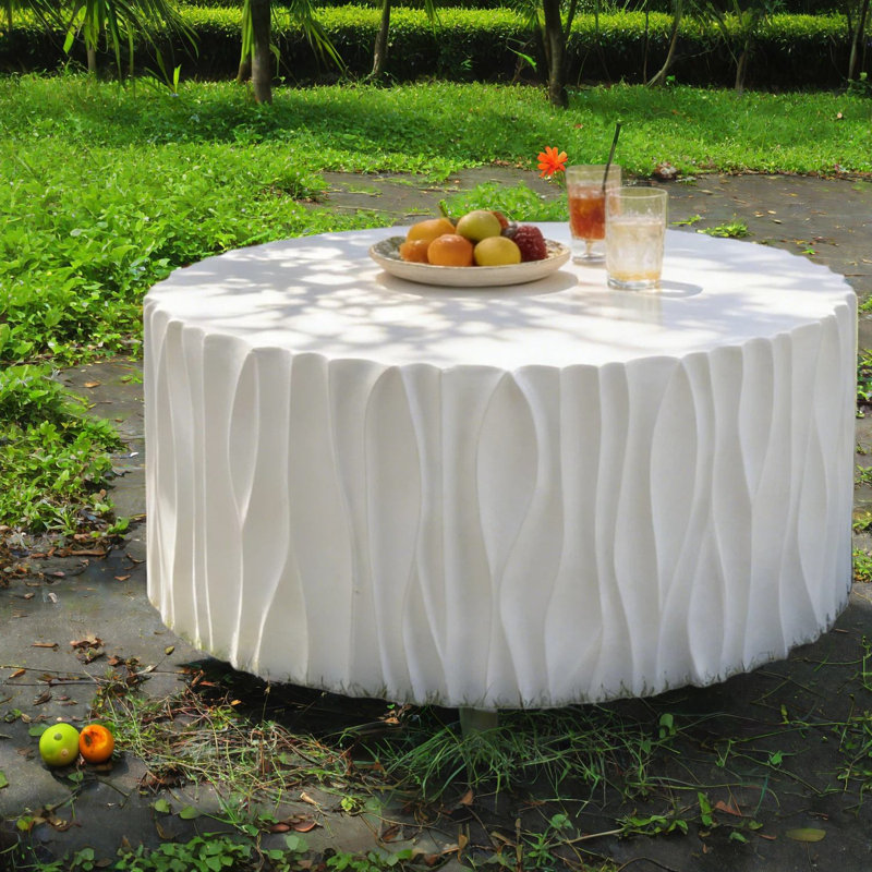 Table de patio compacte moderne, oxyde de magnésium, conception ondulée pour l'extérieur