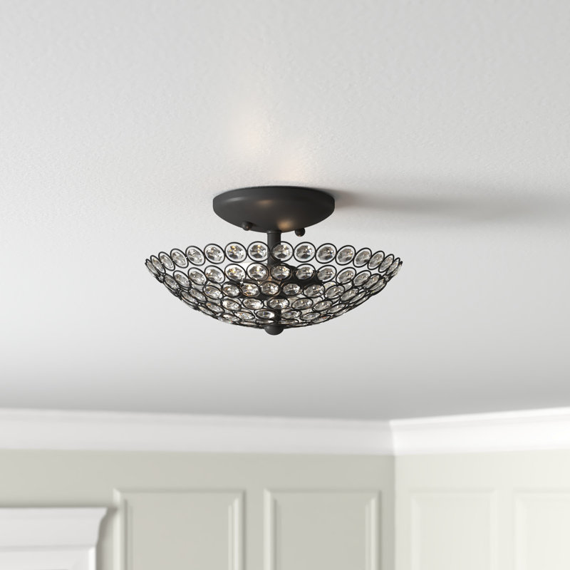 Ludie Semi Flush Mount, Black, 11"