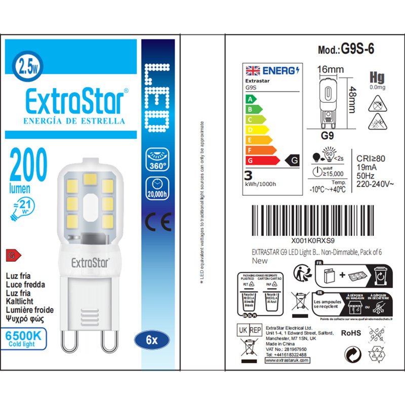 Pack of 6 LED Light Bulbs