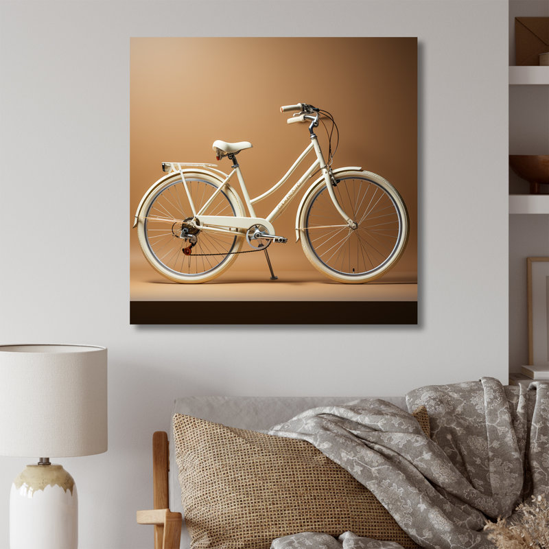 Vélo ivoire sur toile, H 16 po x l 16 po x P 1 po, Toile tendue