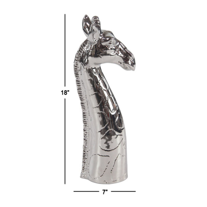 Chambre à rail en céramique giraffe head Pratunam, H 18 po x l 7 po x P 5 po, Argent