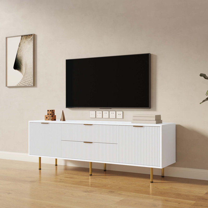 Meuble télé moderne blanc chaud pour salon, chambre à coucher