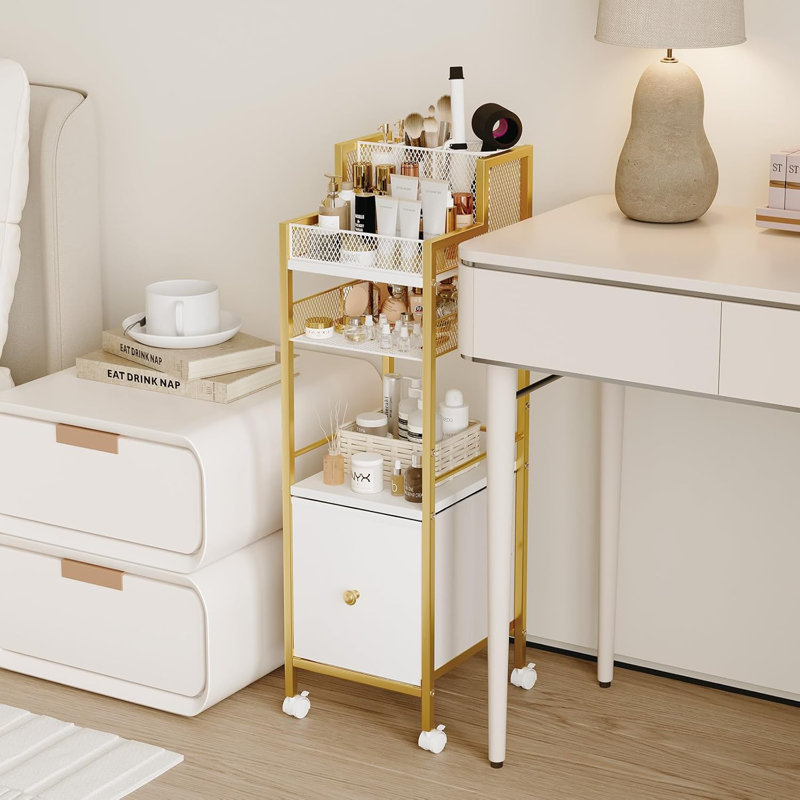Chariot organisateur de maquillage avec tiroirs et roulettes - Rangement roulant pour meuble-lavabo pour cosmétiques, soins de la peau, outils pour les cheveux, vernis à ongles et accessoires