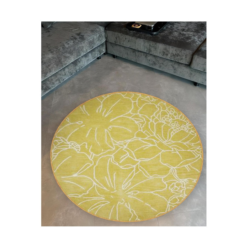 Tapis rond rond lavable en machine, Sous-tapis rond 3 pi 3 po inclus