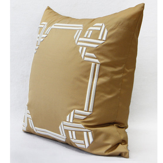 Textured Frame Embroidered Pillow Cover