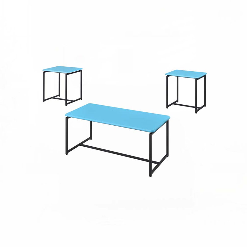 Kapp Coffee Table,3 Piece Coffee Table and End Table Set,Trestle Leg, Blue