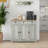 Sideboard, Modern Distressed Gray Storage Cabinet w/ Solid Rubber Wood Top &amp; 3 Drawers | Engineered Wood | Adjustable Shelf