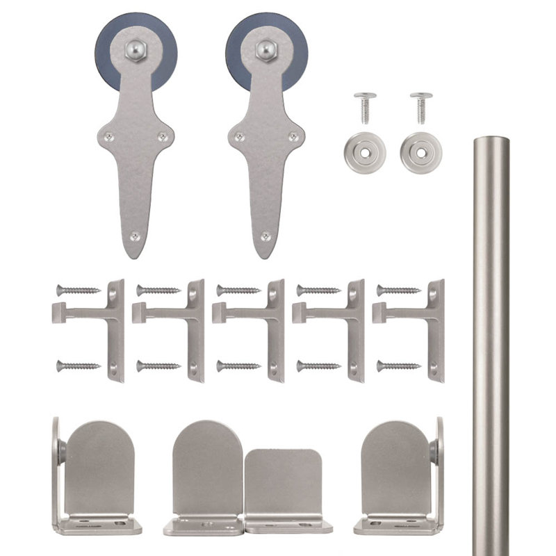 Ensemble de quincaillerie de porte de grange simple Wright, Nickel satiné