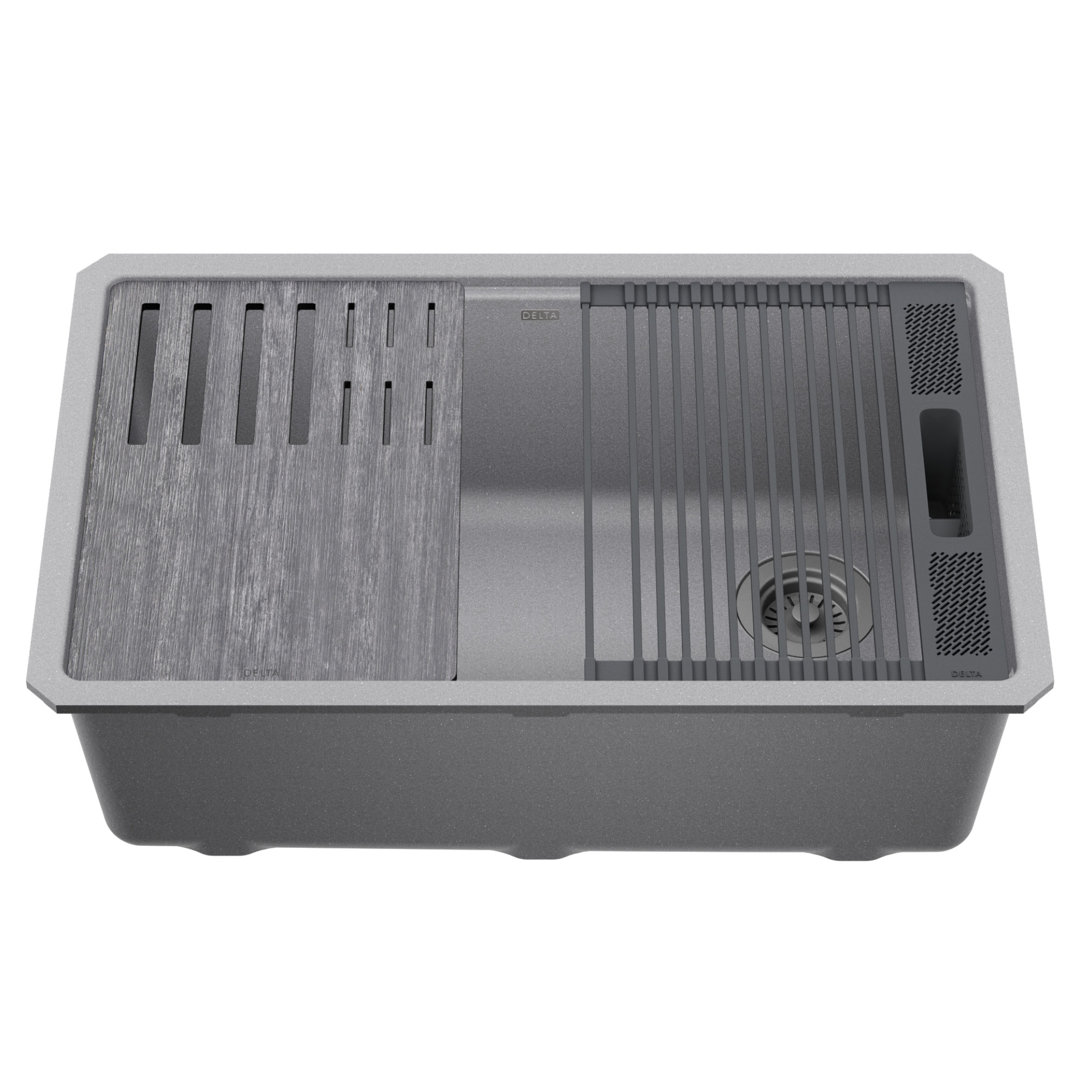 DELTA Everest™ 29" L Granite Composite Workstation Kitchen Sink Undermount Single Bowl with WorkFlow™ Ledge Delta 